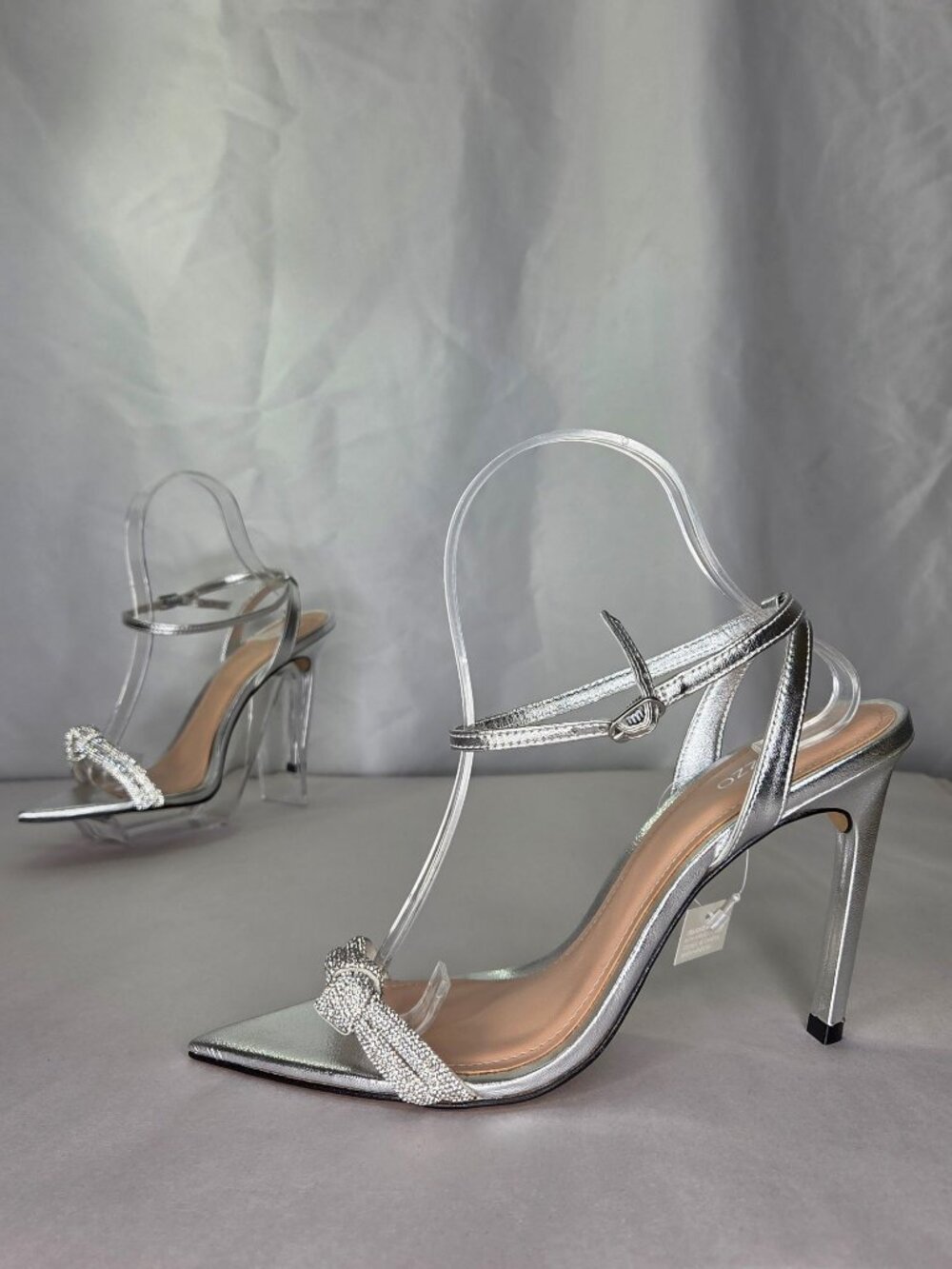 Arezzo Stella High Stiletto Dress Sandals - Silver, Size: 8.5 B